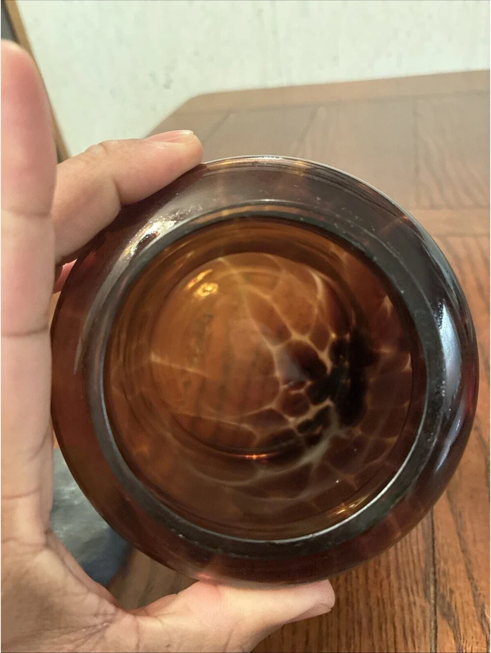 Tortoise Shell Apothecary Jar Glass Canister Metal Lid